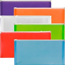 JAM Paper Poly Envelope with Zip Closure, 1 Expansion, Assorted Colors, 6/Pack (921Z1RBGOPCL)