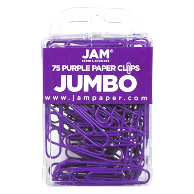 JAM Paper Jumbo Paper Clips, Purple, 75/Pack (42186879)