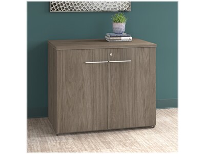 Bush Business Furniture Office 500 29.82" Storage Cabinet with Two Shelves, Modern Hickory (OFS136MHSU)