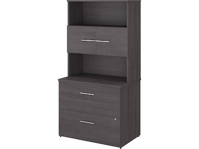 Bush Business Furniture Office 500 2-Drawer Lateral File Cabinet with Hutch, Locking, Letter/Legal,