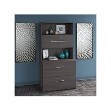 Bush Business Furniture Office 500 2-Drawer Lateral File Cabinet with Hutch, Locking, Letter/Legal,