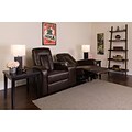 Flash Furniture Leather 2-Seat Home Theater Recliner With Storage Console, Brown