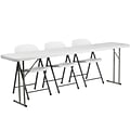 Flash Furniture Kathryn Folding Table Set, 96 x 18, White (RB18962)