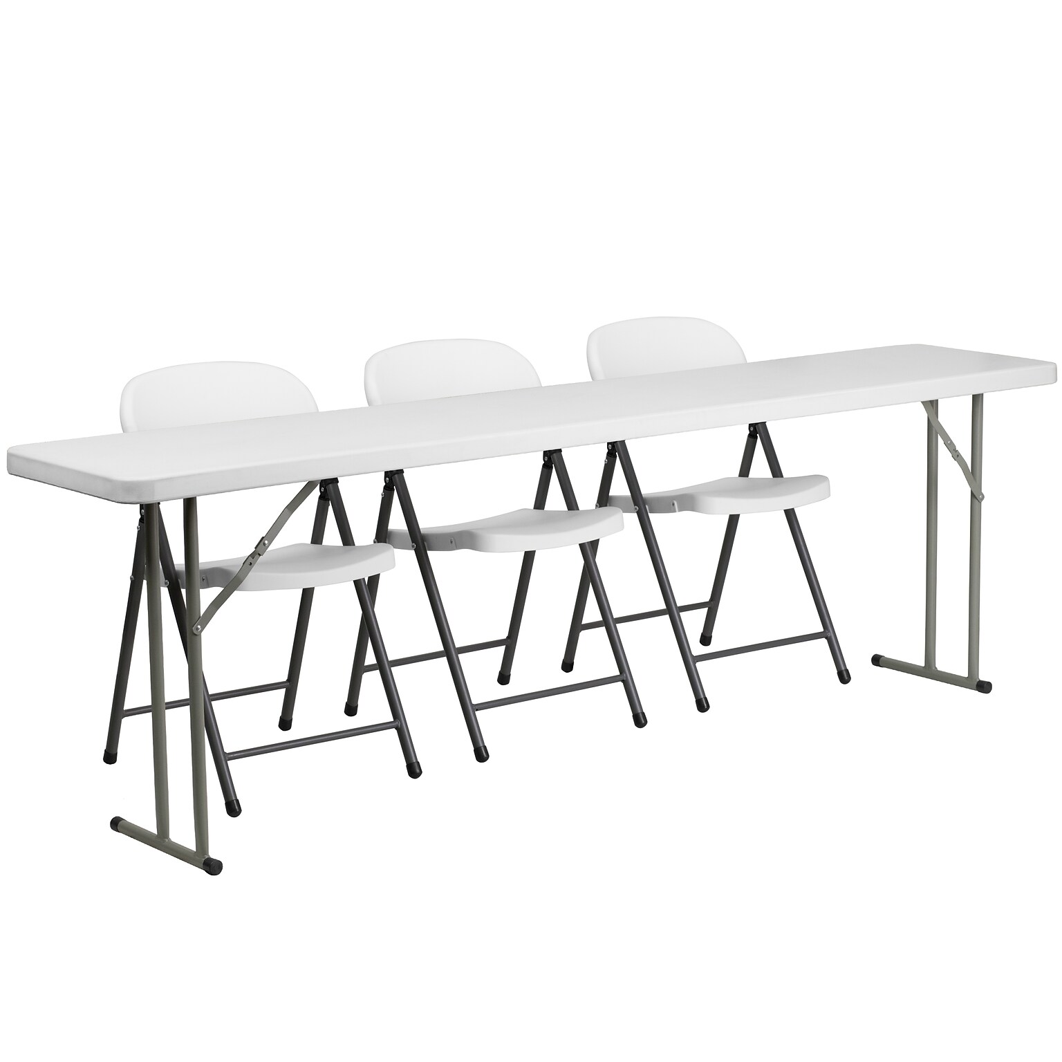 Flash Furniture Kathryn Folding Table Set, 96 x 18, White (RB18962)