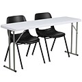 Flash Furniture RB18602 5 Plastic Folding Training Table Set, White