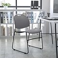 Flash Furniture HERCULES Series Plastic Ultra-Compact Stack Chair, Gray/Black (RUT188GY)