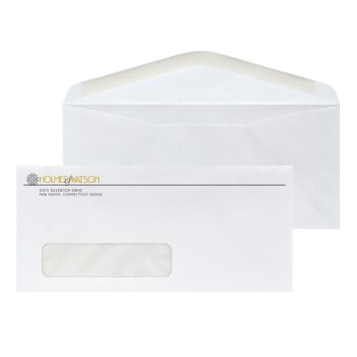 Custom #10 Window Envelopes, 4 1/8x9 1/2, Recycled 24# White Wove with EarthFirst/SFI Logo, 1 Std