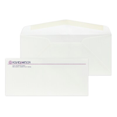 Custom #10 Stationery Envelopes, 4 1/4 x 9 1/2, 80# Mohawk Superfine Eggshell Ultrawhite Text, 2 C