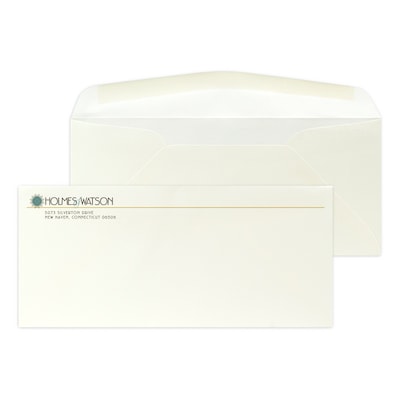 Custom Full Color #10 Stationery Envelopes, 4 1/4 x 9 1/2, 24# CLASSIC® LINEN Natural White, Flat