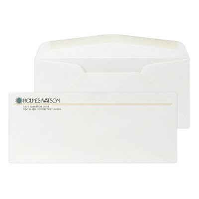 Custom Full Color #10 Stationery Envelopes, 4 1/4 x 9 1/2, 24# ENVIRONMENT® White Recycled, Flat I