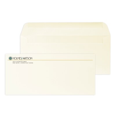 Custom Full Color #10 Stationery Envelopes, 4 1/4 x 9 1/2, 24# Warm White Linen, Flat Ink, 250 / P