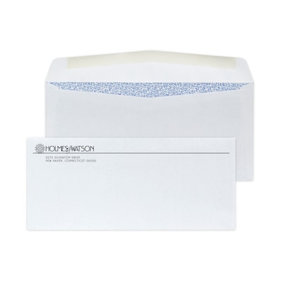 Custom #9 Standard Envelopes with Security Tint, 3 7/8 x 8 7/8, 24# White Wove, 1 Standard Ink, 25