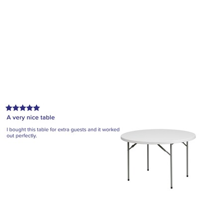 Flash Furniture Kathryn Folding Table, 48" x 48", Granite White (RB48R)