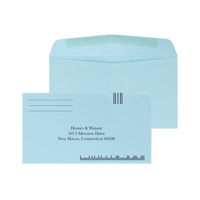 Custom #6-3/4 Barcode Standard Envelopes, 3 5/8 x 6 1/2, 24# Blue Wove, 1 Standard Ink, 250 / Pack