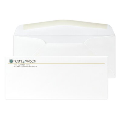 Custom Full Color #10 Stationery Envelopes, 4 1/4 x 9 1/2, 70# Cougar Opaque Smooth White, Flat In