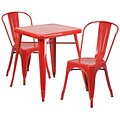 Flash Furniture Metal Indoor/Outdoor Table and 2 Stack Chairs, Red (CH31330230RED)
