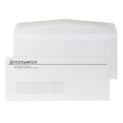Custom #10 Window Envelopes, 4 1/4 x 9 1/2, 24# White Wove, 1 Standard Ink, 250/Pack