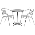 Flash Furniture Lila Indoor-Outdoor 23.5 Round Table Set with 2 Slat Back Chairs, Aluminum (TLH24R