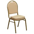 Flash Furniture Hercules Series Dome Back Stacking Chair, Patterned Beige, 2.5 Seat, Gold,