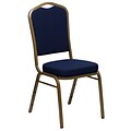 Flash Furniture Hercules Crown Back Stacking Chair, Patterned Navy Blue, 2.5 Seat, Gold Frame,
