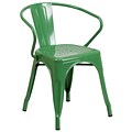 Flash Furniture Green Metal Indoor-Outdoor Chair with Arms (CH31270GN)