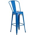 Flash Furniture 30.25 High Metal Indoor-Outdoor Barstool, Blue Powder Coat Finish