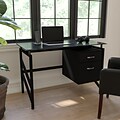 Flash Furniture 46 Glass Glass Computer Desks Black (NANWK036)
