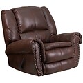 Flash Contemporary Breathable-Comfort Padre Fabric Rocker Recliner, Espresso w/Brass Accent Nails