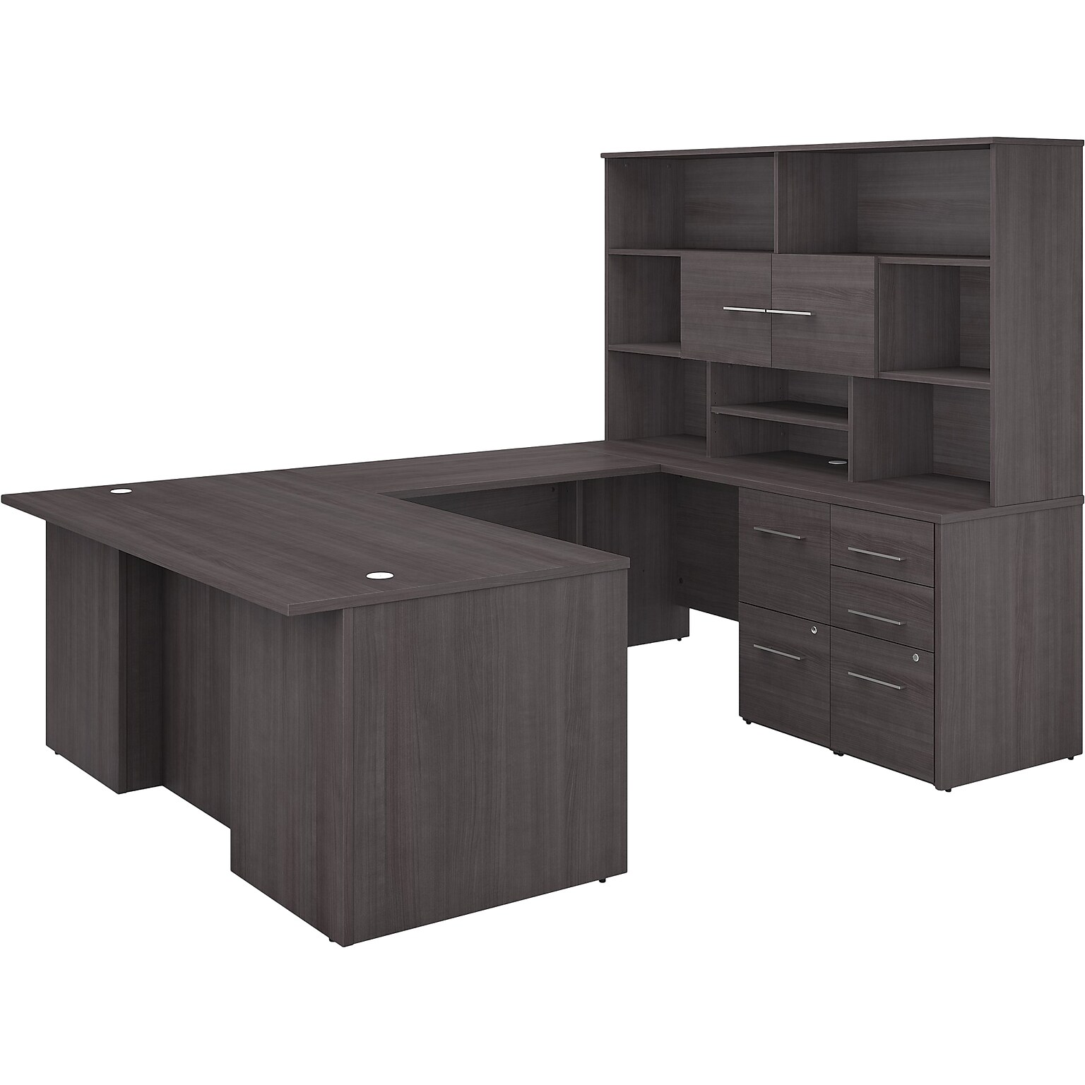 Bush Business Furniture Office 500 72W U Shaped Executive Desk with Drawers and Hutch, Storm Gray (OF5003SGSU)