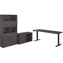 Bush Business Furniture Office 500 72W Adjustable Desk with Storage and Bookcase, Storm Gray (OF500