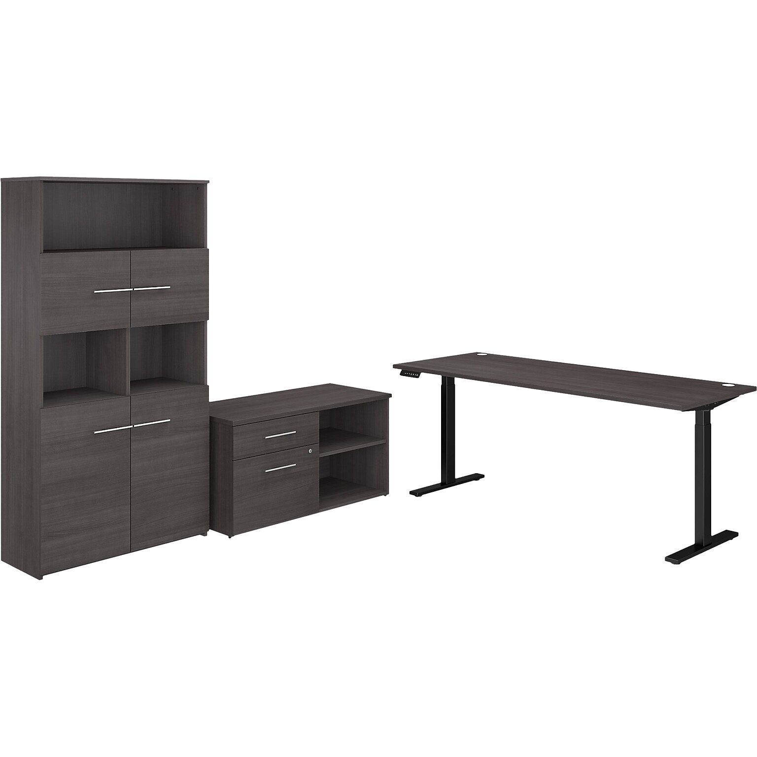 Bush Business Furniture Office 500 72W Adjustable Desk with Storage and Bookcase, Storm Gray (OF5006SGSU)