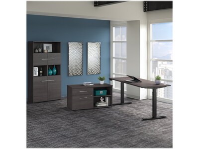 Bush Business Furniture Office 500 72"W Adjustable Desk with Storage and Bookcase, Storm Gray (OF5006SGSU)