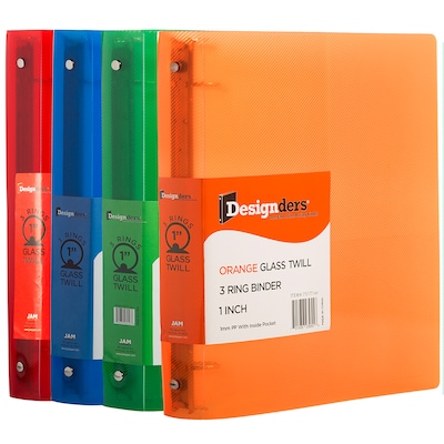 JAM Paper 1 3-Ring Non-View Binders, Assorted, 4/Pack (751T1RBORCL)