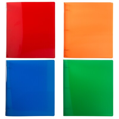 JAM Paper 1" 3-Ring Non-View Binders, Assorted, 4/Pack (751T1RBORCL)