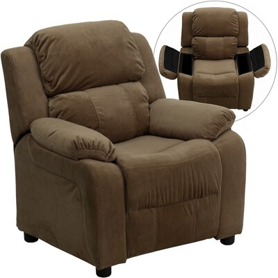 Flash Furniture Deluxe Contemporary Heavily Padded Vinyl Kids Recliner W/Cup Holder, Brown