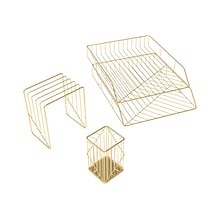 U Brands Vena Desk Organization Set, Gold Wire (3940U00-01)