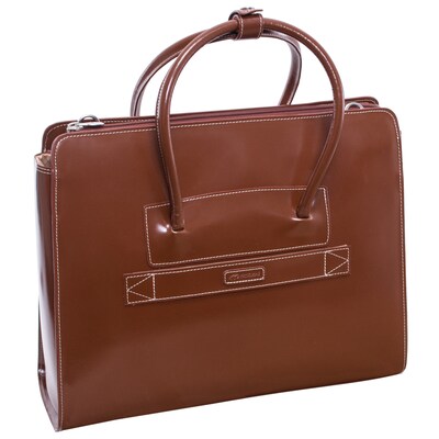 McKlein LAKE FOREST W Series Laptop Briefcase, Brown Genuine Leather (94334)