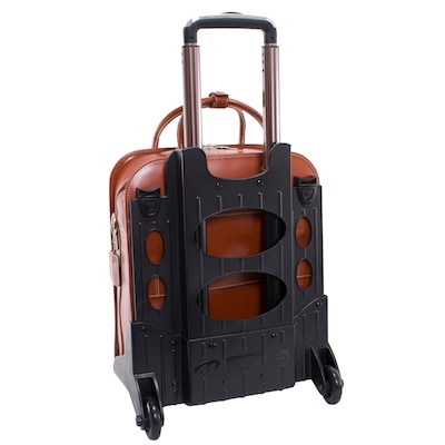 McKlein LA GRANGE W Series Laptop Rolling Briefcase, Brown Genuine Leather (96494)