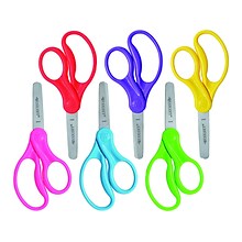 Westcott School 5 Stainless Steel Kids Scissors, Blunt Tip, Assorted Colors, 6/Pack (16454)