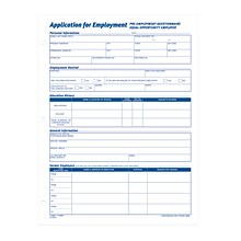 TOPS® Application for Employment, 2-Sided, 8-1/2 x 11, 50 Sheets/Pad, 2 Pads/Box (32851)