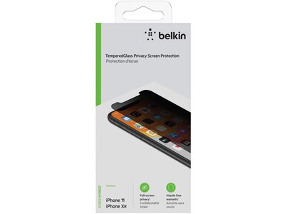 Belkin SCREENFORCE Tempered Glass Privacy Filter & Screen Protector for iPhone 11 (OVA006ZZ)