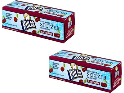 Polar Seltzer Water, 12 Fl. Oz., Black Cherry, 12/Carton, 2 Cartons/Pack (1000228)