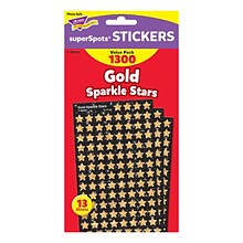 TREND Enterprises superShapes Value Pack Gold Sparkle Stars Stickers, 1300 Stickers/Pack, 3 Packs/Bu