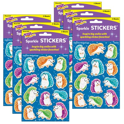 TREND Enterprises Colorful Hedgehogs Sparkle Stickers, 24/Pack, 6 Packs/Bundle (T-63365-6)