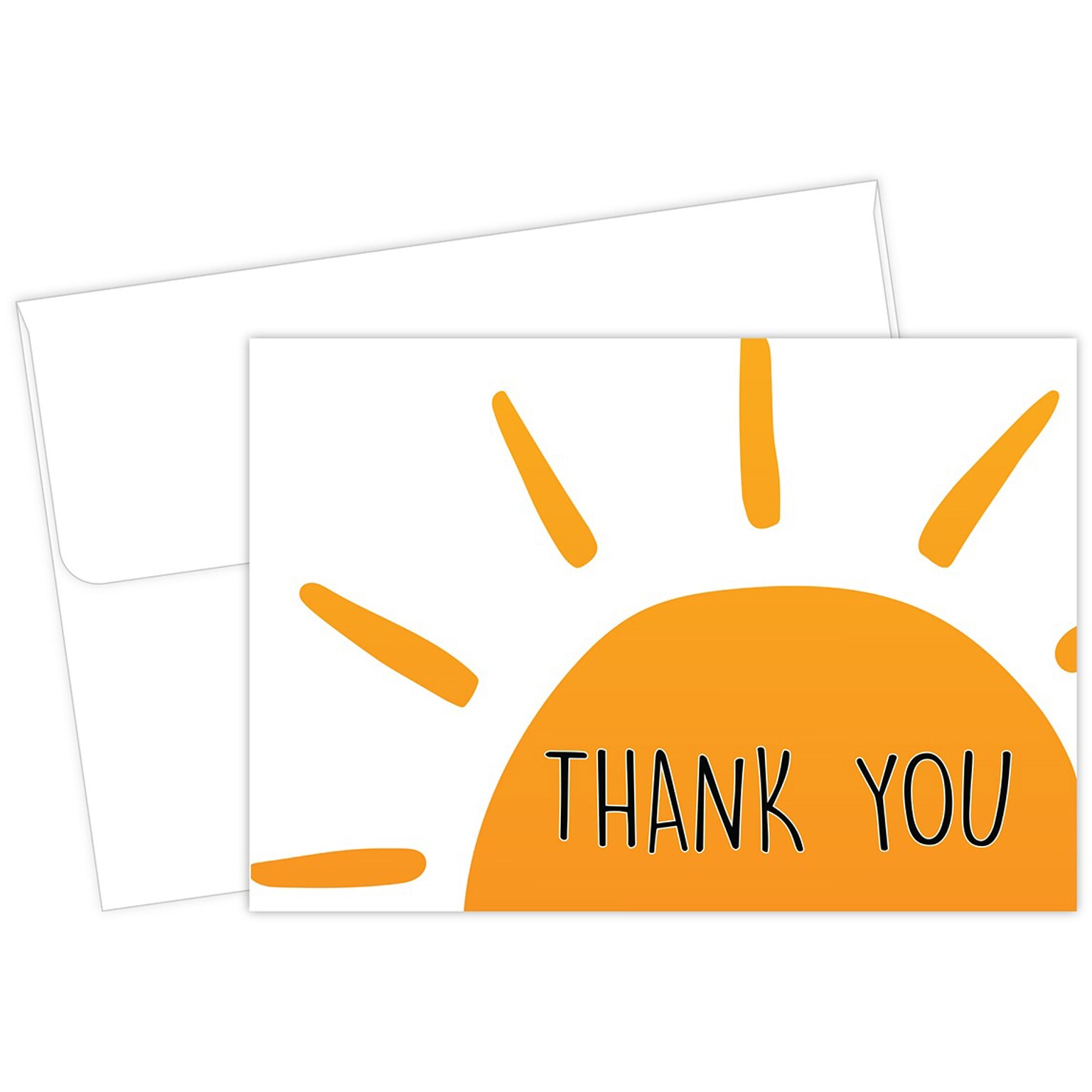 Great Papers! Rise N Shine Smooth Personal Thank You Notecard, White/Orange/Black, 25/Pack (2020028)