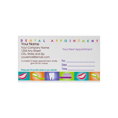 Custom Full Color Sticker Appt. Cards, Right Rounded Square Sticker, Flat Print, Horizontal, 1-Sided