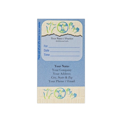 Custom Full Color Sticker Appt. Cards, Top Rounded Square Sticker, Flat Print, Vertical, 1-Sided, 25