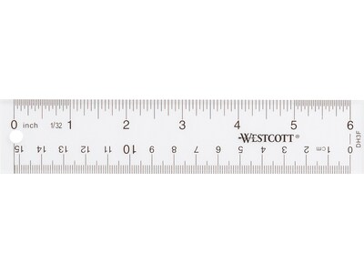 Westcott 6" Plastic Standard Ruler, Clear, 12/Box (17723)