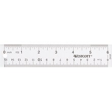 Westcott 6 Plastic Standard Ruler, Clear, 12/Box (17723)