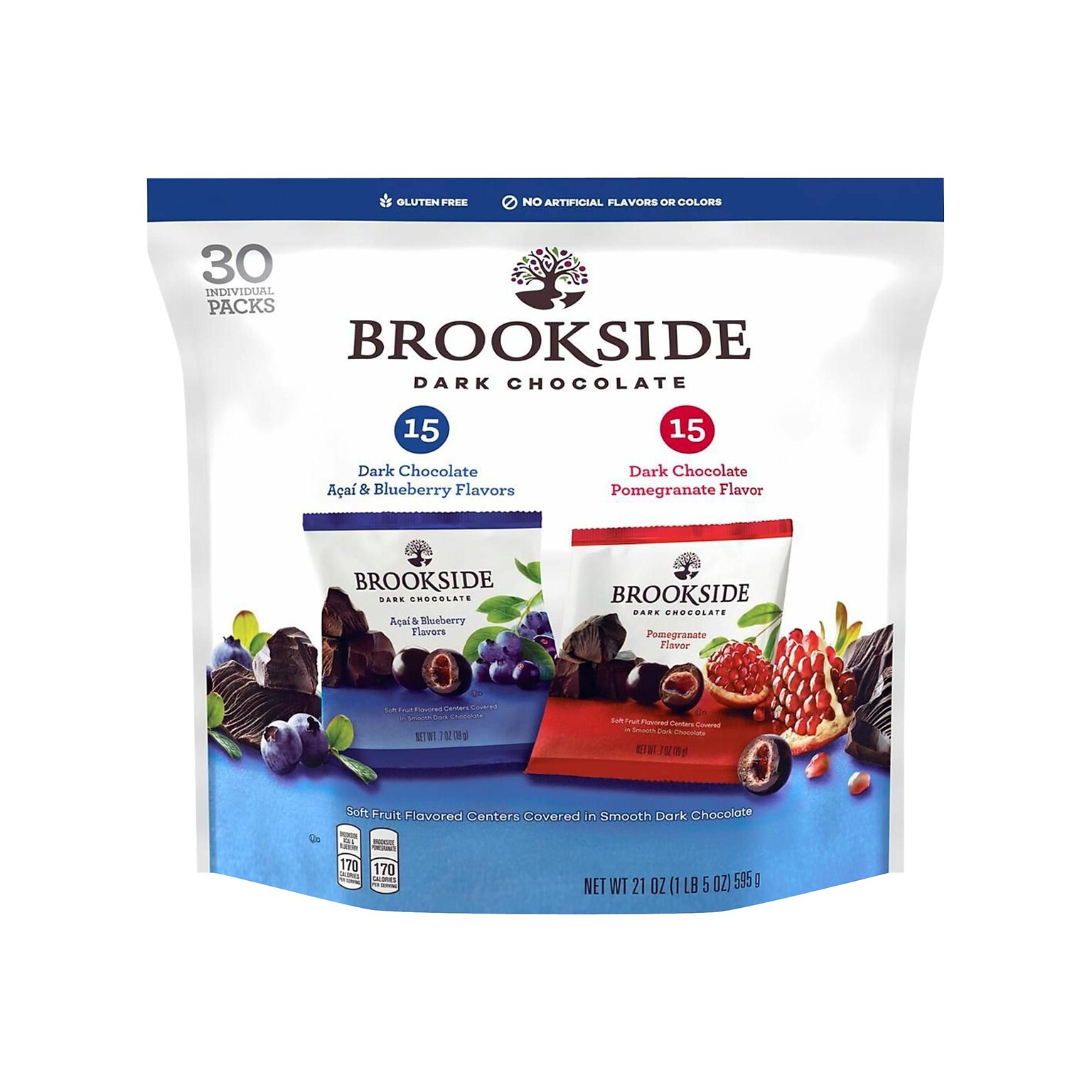 Brookside Dark Chocolate, Acai and Blueberry/Pomegranate, 21 Oz., 30/Pack (38932)
